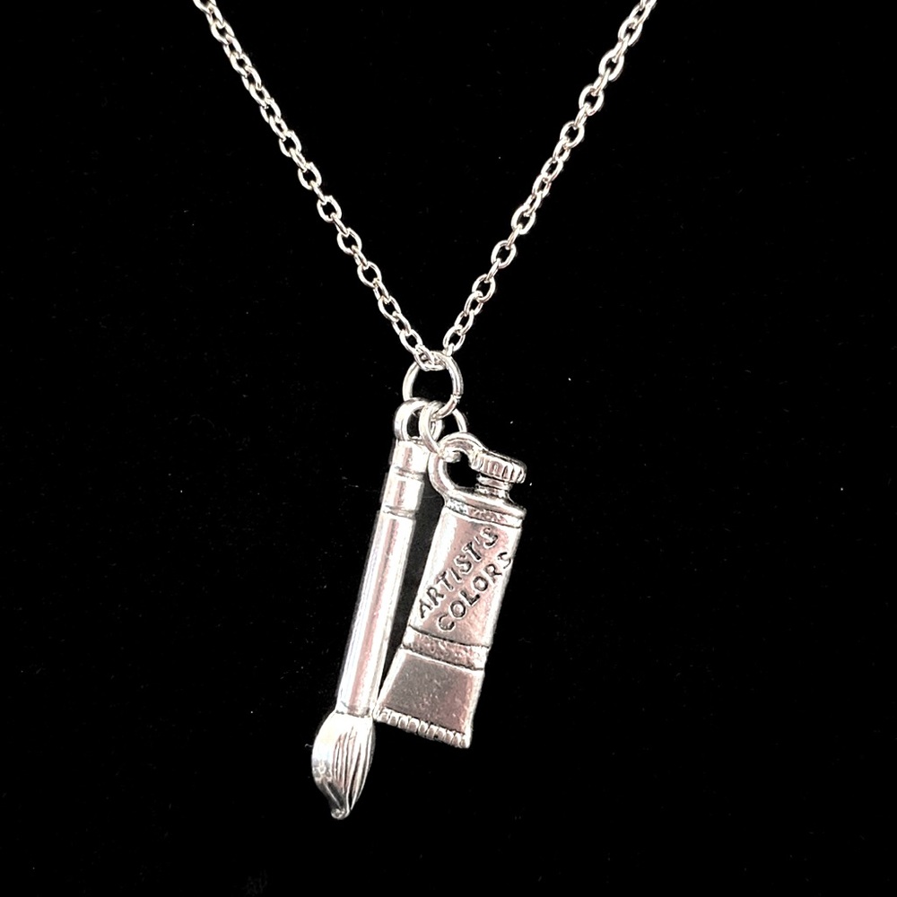 Artist Necklace Paint And Brush May Be Personalized